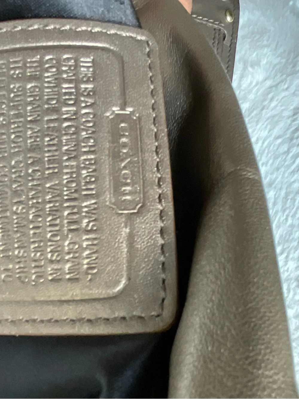 Coach Metallic Taupe Leather Satchel with Gold Hardware
